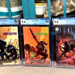Aliens vs Predator #0 - CGC 9.4 and Aliens VS Predator #1 - 9.6 NM+ 1990 w/ Pin Up & 1st Appearance! Aliens  1 1989 CGc 9.0