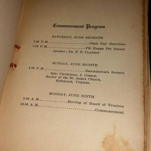 UT 1930 Commencement Program from the University of Tennessee College of Law and College of Home Economics Vintage Alumni Archive Material. image 4