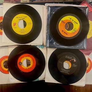 Beatles, Elvis,  Rolling Stones Vintage 45 Jukebox Vinyl Records of Classic Singles and B sides on Excellent 45 RPM 7” Vinyl!