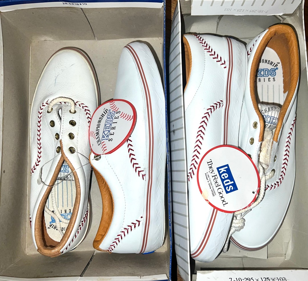 Vintage 1992 Keds Championship Series Red Baseball Stitch Detailing
