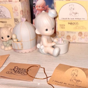 Precious Moments 1987 and 1990 “Can’t Be Without You” AND “I Would Be Sunk Without You“ Enesco Retired Figurines As New in Original Boxes