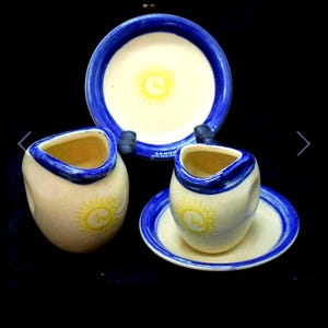 Pottery Vintage Restaurant Ware Styled Syrup Pitchers & Saucers. Made by Vitreo Anfora!