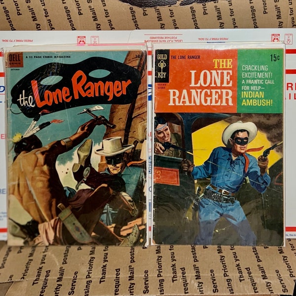 Lone Ranger 0.10 and 0.15 cent Golden AND Silver Age Old West Comic Books Who was that Masked Man? Silver, Tonto. Western Frontier, Outlaws!