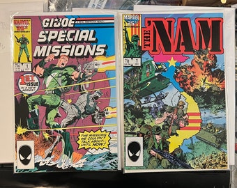 The Nam #1 Dec 1986 AND GI Joe Special #1 Oct 1986  both published by Marvel.