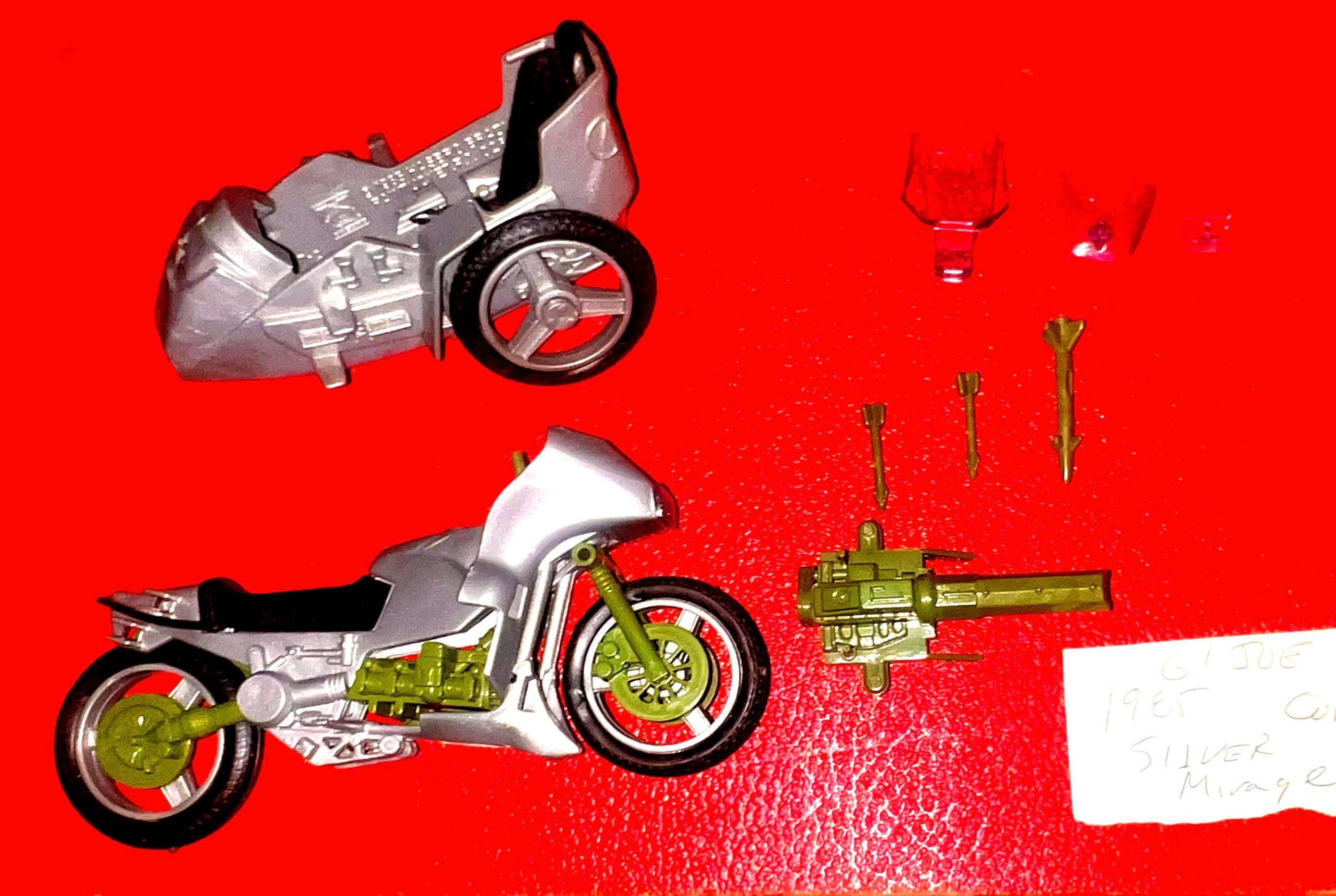 G. I. Joe 1985 Silver Mirage Motorcycle and Sidecar! A Real