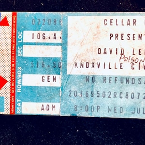 David Lee Roth und Poison Konzertkarte Stub 1988