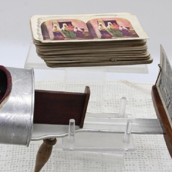 Antique Stereoscope Viewer w/ 75 viewing cards! The Perfescope, H.C. White and CO with Chicago Sears, Roebuck & Co + 1 from Holy Land Series