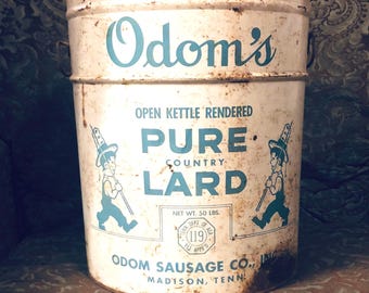 Vintage Marhoefer Pure Lard Tin, Kuhner Packing Advertising Bucket