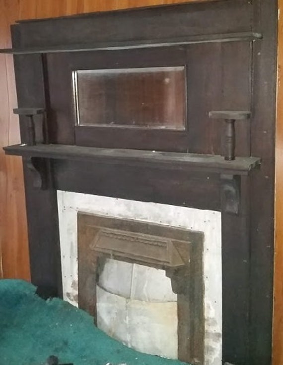 Beveled Mirror Antique Fireplace Mantle Dark Oak Vintage Heavy - Victorian Fireplace Mantel Mirror Beveled Mirror Antique Fireplace Mantle Dark Oak Vintage Heavy - Victorian Fireplace Mantel Mirror
