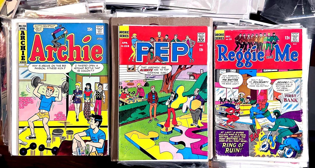 Archie #234, Pep #228, Reggie and Me #21 Vintage 1966, 1969 and 1974 ...
