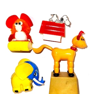 Vintage Animal Pencil Sharpener Collection: Snoopy, Elephant, Cow, Gizmo