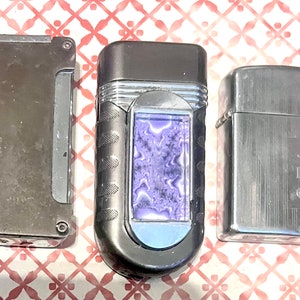 Vintage Butane Lighters Bugatti, Dolphin and Customized Small Zippo Lighter Monogram Initials JKC. Nice Looking Lighters. High Quality Names