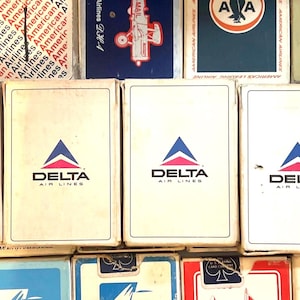 Vintage Delta Airlines Playing Cards. Delta In-Flight Vintage  Playing Cards with Delta Logo and some with Delta City Destinations