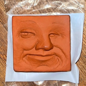 Vintage Art Pottery Face Terra Cotta Tile Motif Dated 1988 MACD Sculpture Plaque.
