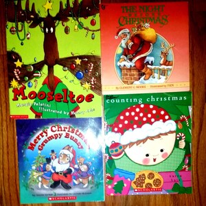 Christmas Books for Children. Collection of 4 Classic Children's Christmas Books: The Night Before, Mooseltoe, Grumpy Bunny, Counting Book