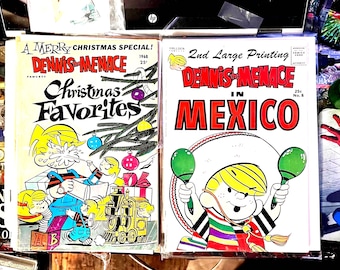 Dennis the Menace vintage comic books. 1968 Christmas Special and Dennis the Menace #9 in Mexico, 2nd  Large Print