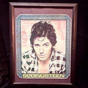Bruce Springsteen Iron on T-Shirt Transfer. Framed Vintage Flash from the wall of a 1970’s T-Shirt Shop. Use, Collect, Display Repurpose etc