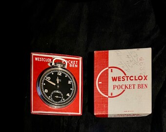 Vintage Westclox Pocket Watch. A real beauty!  Currently non working and needs the glass replaced. Comes with original box and papers.