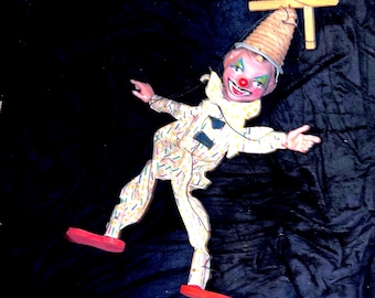 Vintage Marionette Puppet Approximately 18” tall. Lots of fun! With just a little practice one could put on their own puppet show!
