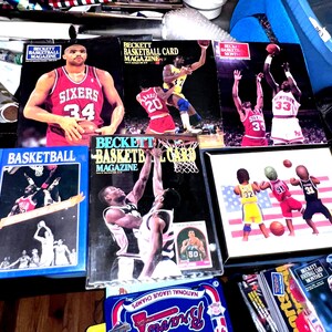 Basketball NBA Dream Team II 8x10 Magic Johnson, Dennis Rodman, Reggie Miller w Vintage Becketts Basketball Cards & Sports Lines B Ball Book