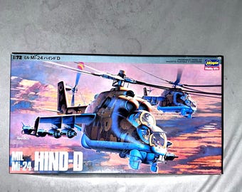 Helicopter Model Mil Mi 24 Hind-D  Helicopter Hasagawa 1/72 Scale Model Kit Series. Parts sealed in packaging COMPLETE. See pictures.
