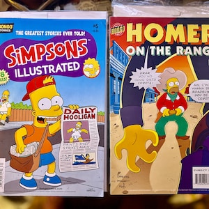Simpson&#39;s #11 Flip Book 1995 w/ Homer on the Range #1 back. Simpson&#39;s Illustrated #5 Comic Book. The Greatest Stories Ever Told Bingo Comics