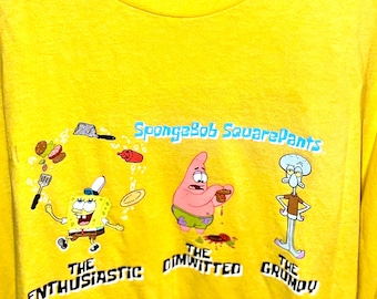 Spongebob Squarepants HTF Adult size XL Official Cartoon Network,  Warner Bros Vintage 2002 Rare Cartoon Tee.