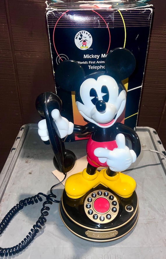 Mickey Mouse Phone Original Box Vintage 1997 World's 1st Animated