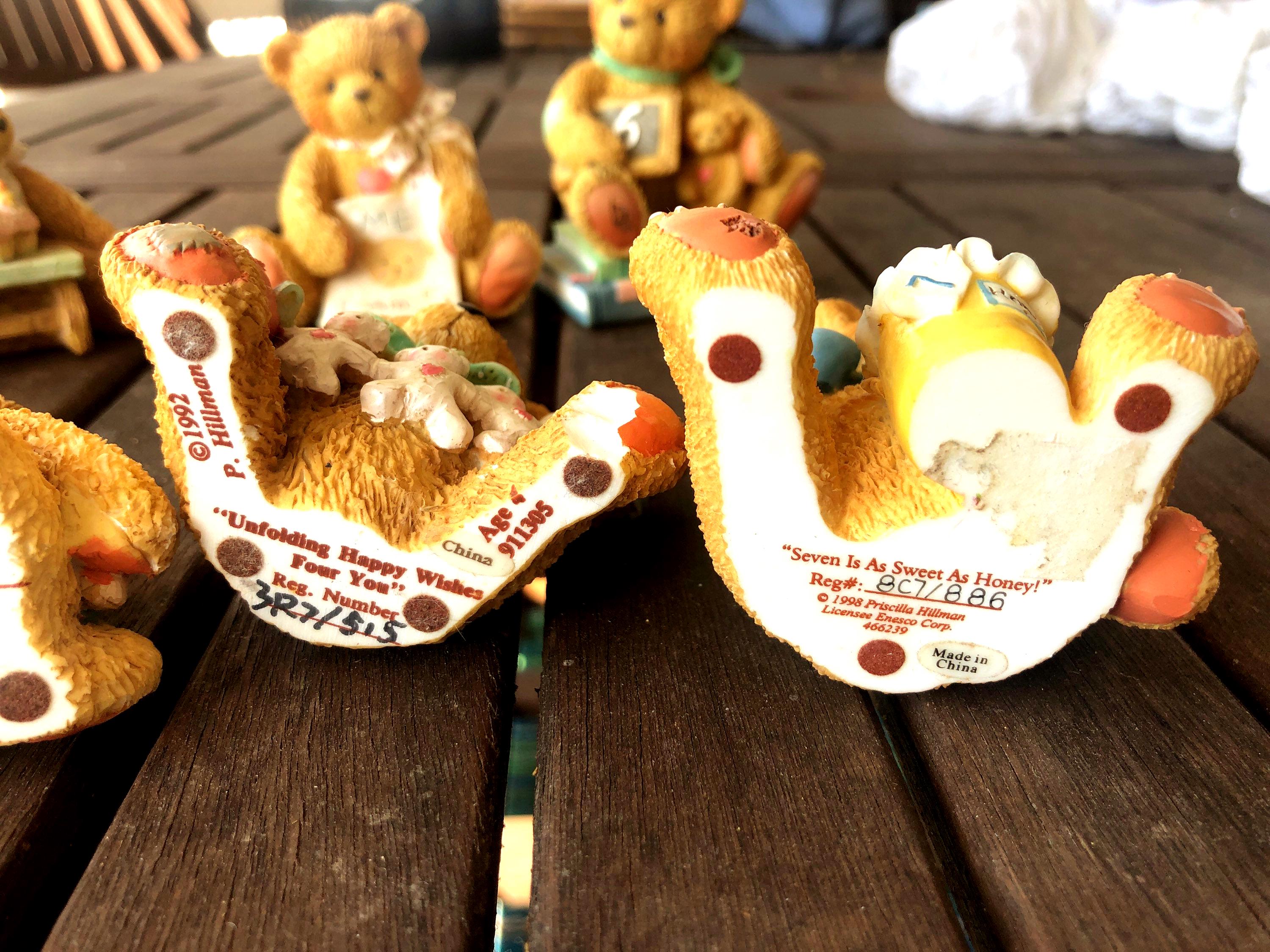 Lot of 9 Vintage Enesco “Cherished Teddies” Collector Bears by