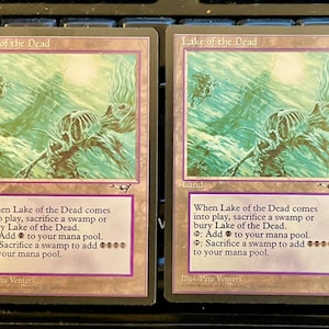 MTG Rare Reserved Lake of the Dead 1996. Magic the Gathering Card Reserved never reprinted. Excellent appearance. Estimated to grade NM/Mint