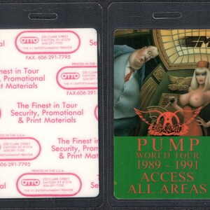 Aeroschmied Backstage Pass Pump Tour 1989-1991 All Access Aeroschmied riskantes Design. Seltener Topless Backstage Pass von OTTO Sicherheit seit 1964!
