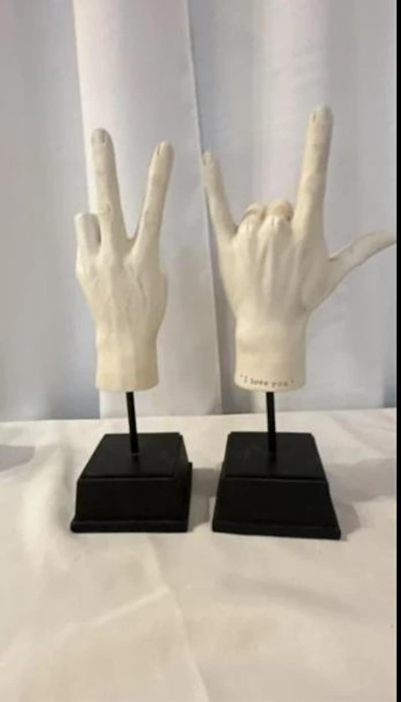 I Love You & Peace Sign Language Sculpture Classical Art Deco ...