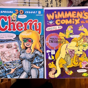Cherry Poptart #11 + Wimmem’s Comics #10- Special 3D issue Larry Welz 1st print 1990 Michael Jackson parody/ International Fetish Issue 1985