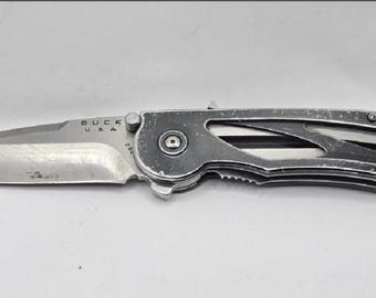 Buck Knife 295I Tempest Assisted Knife Liner Lock Blade Pocket Knife w light aluminum skeletonized frame handle. HTF Buck Classic. Nice!
