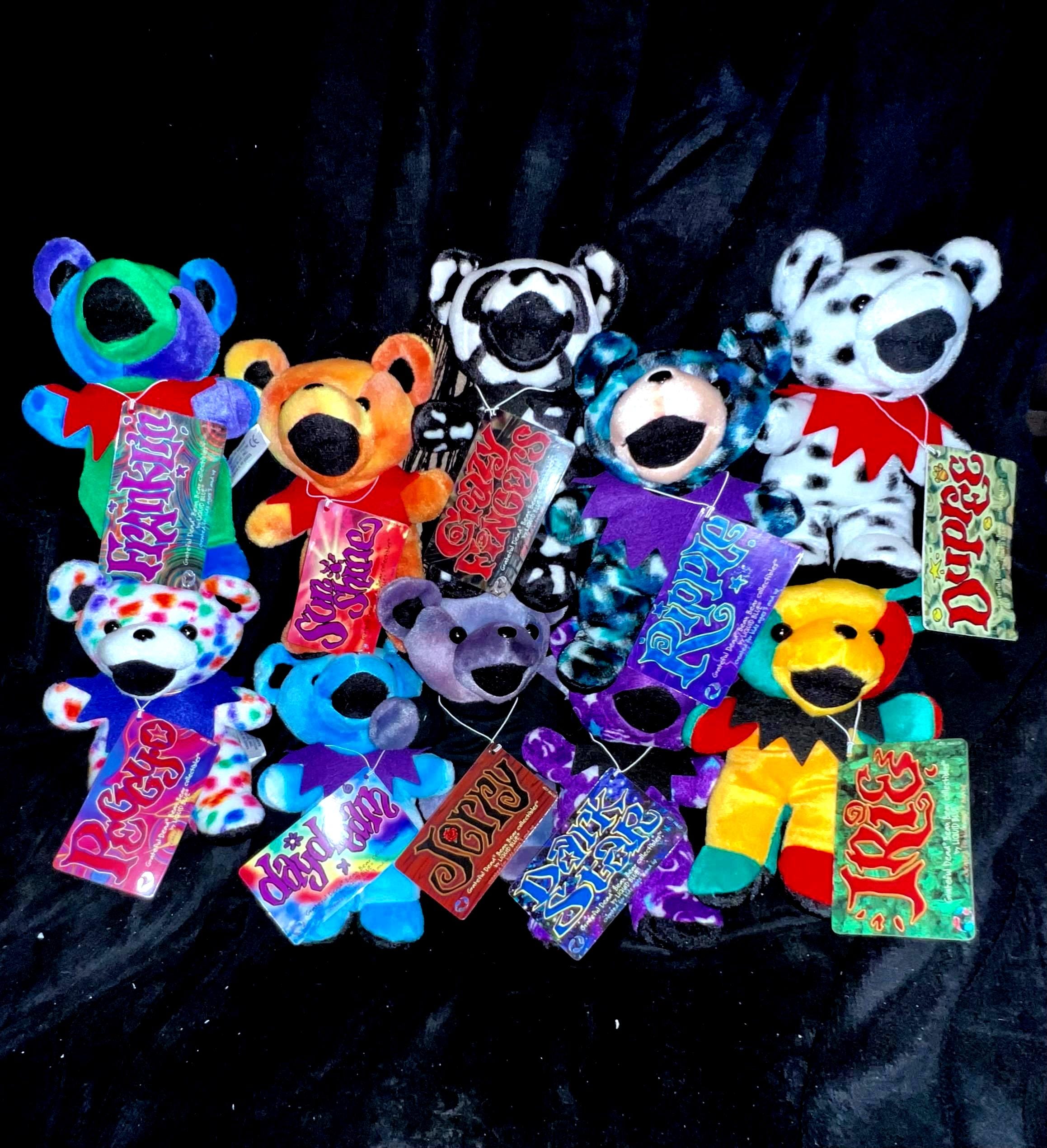 Grateful Dead Beanie Bears Set of 10 Liquid Blue W Jerry! Gen Ed 1