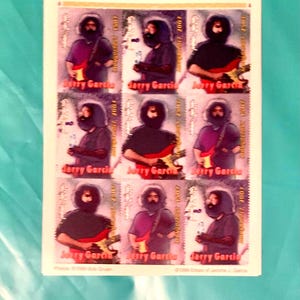 Jerry Garcia Postage Stamps - Sheet of 9 Stamps 1999 Mongolia. Excellent looking sheet fully intact. Shipped fast and well secured.