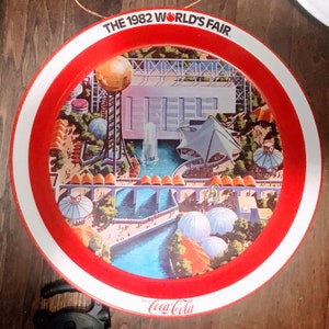 1982 Coca-Cola Tin Tray featuring The Worlds Fair held in Knoxville, TN