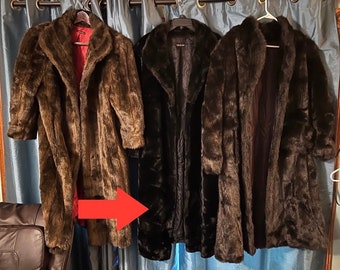 Faux Fur Coat. Furry Friends Friendly Fashion Classic Cold Weather Wear w 1970s Top Durability, Look & Feel. Includes Matching Hat. Last One