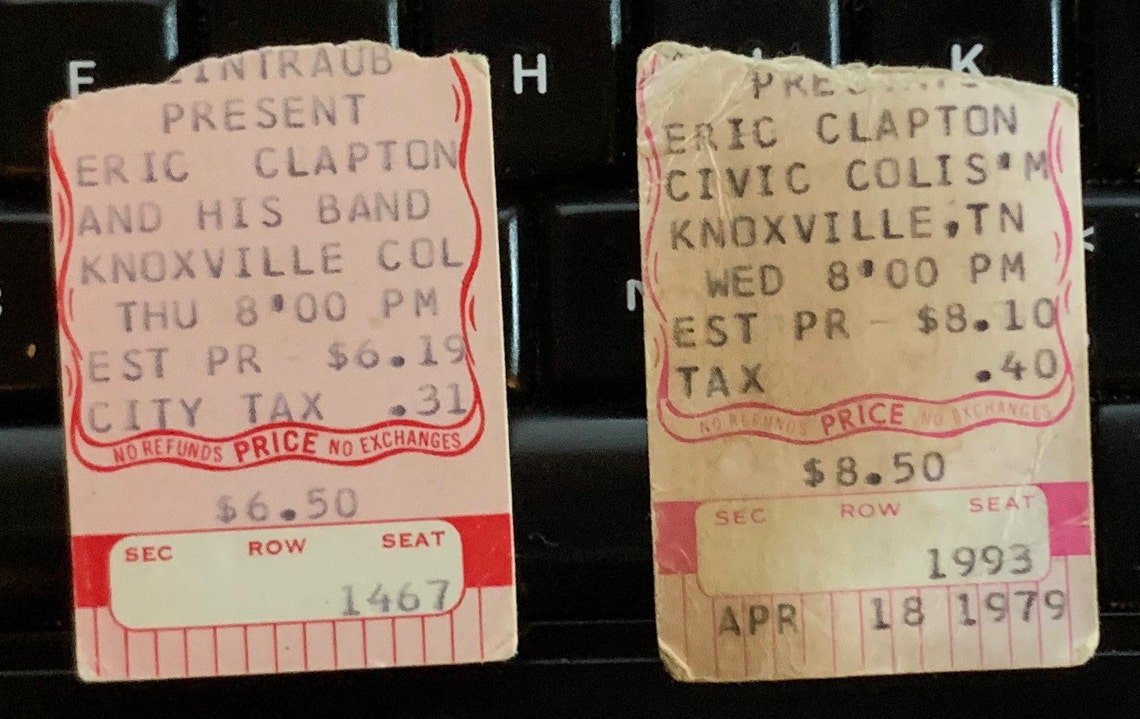 Eric Clapton Vintage Concert Ticket Stubs 1975 6.50 W/ Etsy