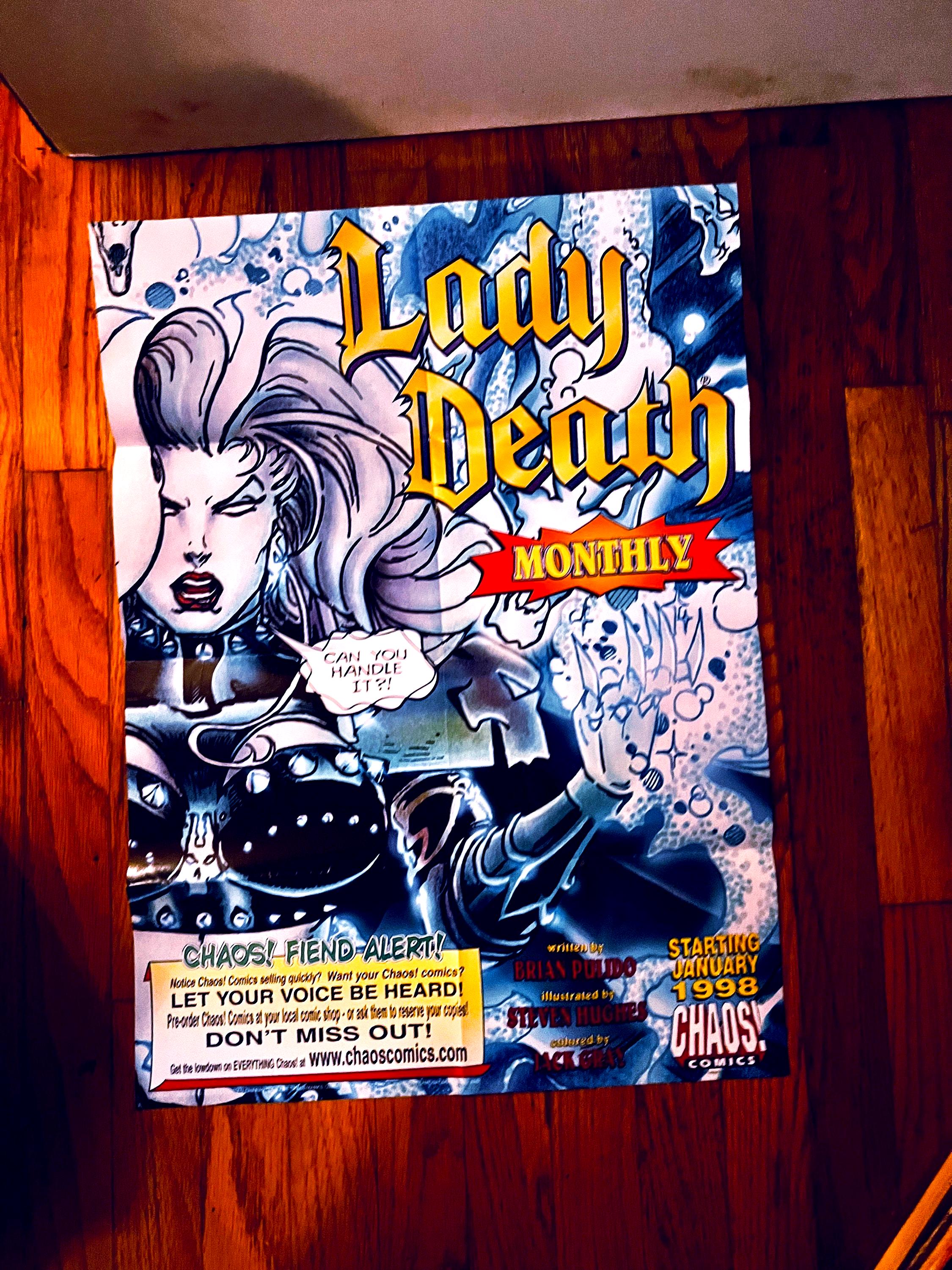 Lady Death 1997 RARE Promo Poster From Old Publisher Chaos Comics