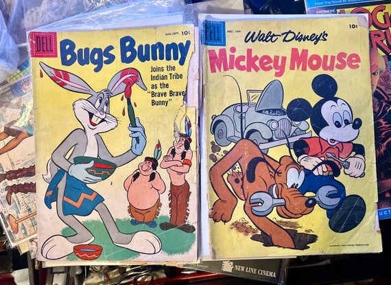 Mickey Mouse #57 & Bugs Bunny #56 Vintage 10 Cent 1957 Comics 2 4