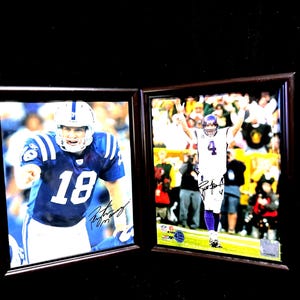 Payton Manning Autographed and Bret Farve signed 8x10's Color Photographs with COA's Certificate of Authenticity COA's