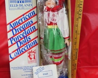 Ellis Island American Dreams Doll Anna Maria from Italy. Musical wind up international immigration to America doll