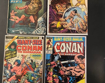 Vintage Giant-Sized Conan Marvel Comic 1970 #2-4-5-12 Bundle