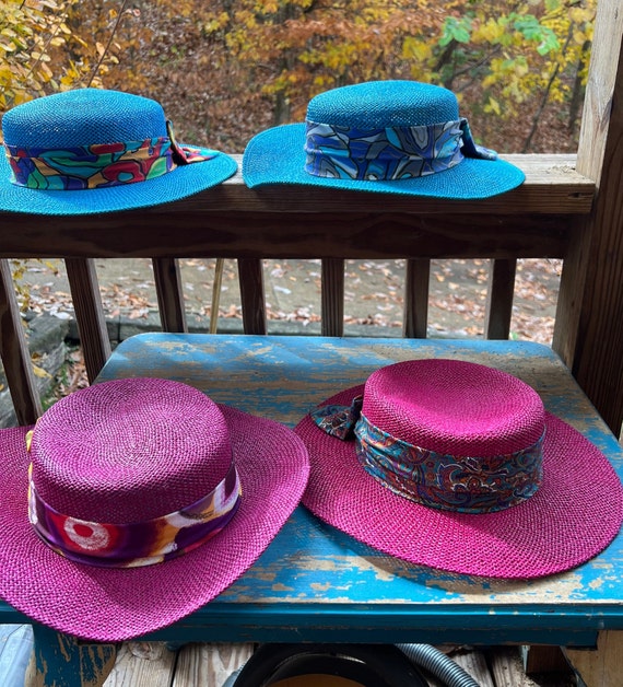 Vintage Ladies Designer Town Talk Sun Hats Louisville Kentucky New w/ Tags. Straw Hat Derby Style Pro Shop Country Club Golf and Tennis USA