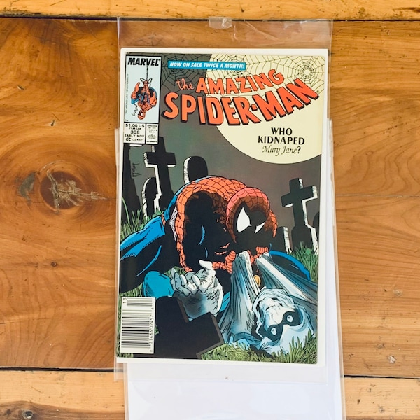 Amazing Spider-Man 308 Nov 1988 Todd McFarlane Art and Cover. The Taskmaster & The Black Cat! Mary Jane Kidnapped by her psychotic neighbor