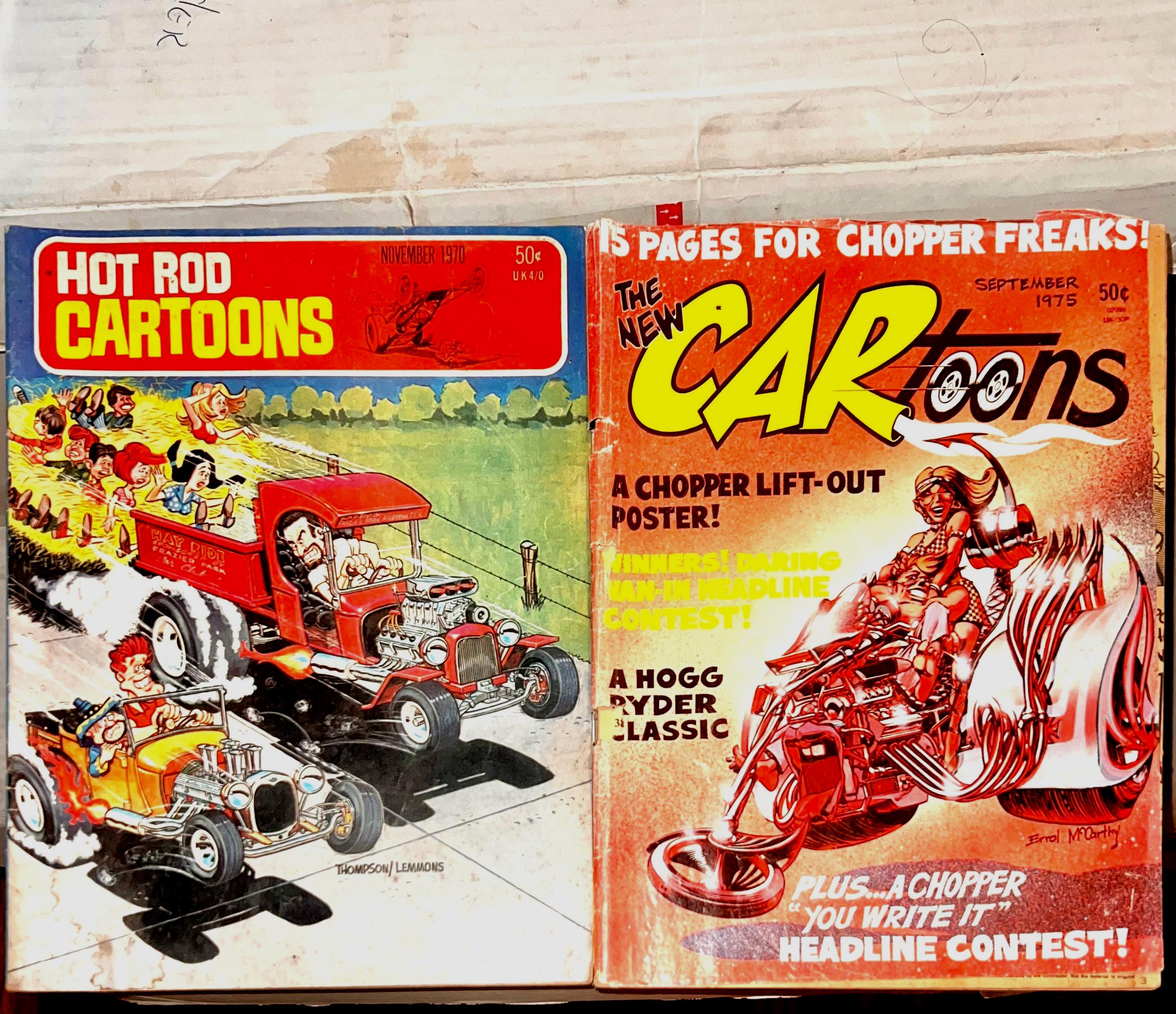 Hotrod Cartoons Magazines Vintage 50 Cent 1970 and 1975 Original