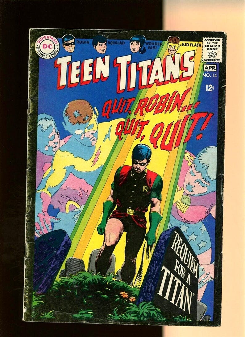 Teen Titans #14 March 1968 Robin Quits! The Gargoyle!! Bob Haney script & Nick Cardy art ! DC Comics Silver Age Comic Book Awesomeness image 1