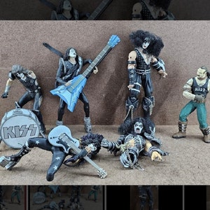 KISS Action Figures - need love. 6 pieces + instruments 1997  McFarland Ultimate 1998 Psycho Circus. Some are broken and need parts!