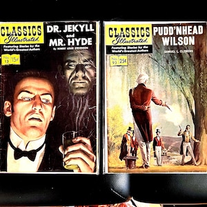 Dr. Jeckle and Mr. Hyde & Pudd’n Head Wilson. Classics Illustrated# 2 and #9 Early Comic Books!